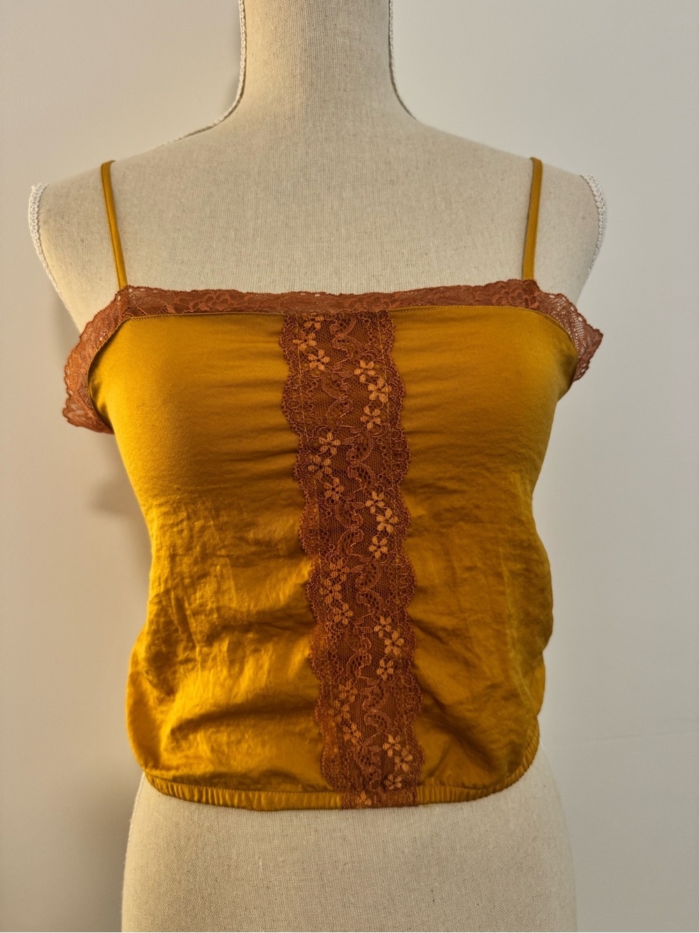 Hippie Rose Mustard Rose Lace Cami Size S